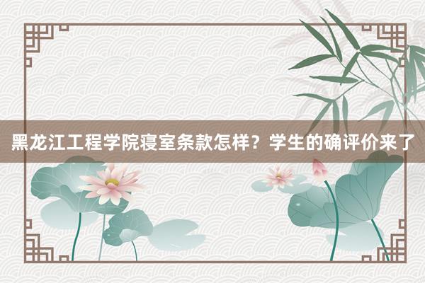 黑龙江工程学院寝室条款怎样？学生的确评价来了