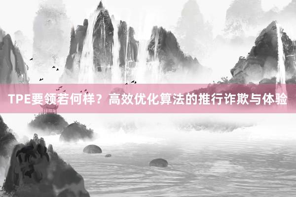 TPE要领若何样？高效优化算法的推行诈欺与体验